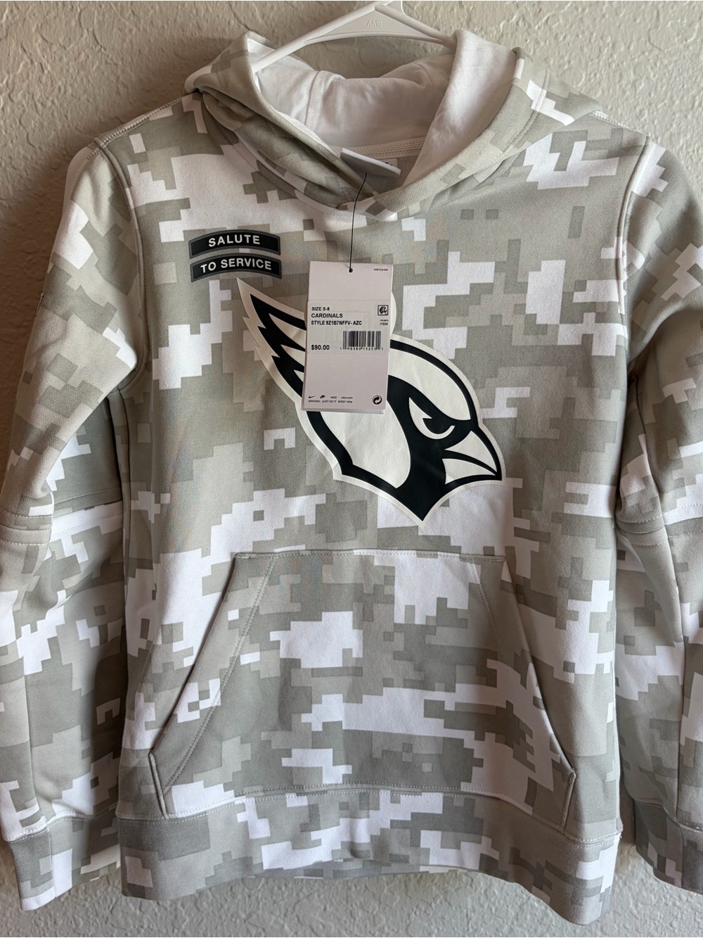 NWT Arizona Cardinals Nike Salute To Service Arctic Camo Hoodie - Youth Small